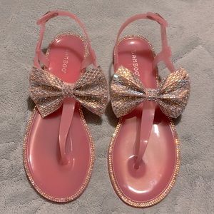 Rhinestone Bow Jelly Sandals